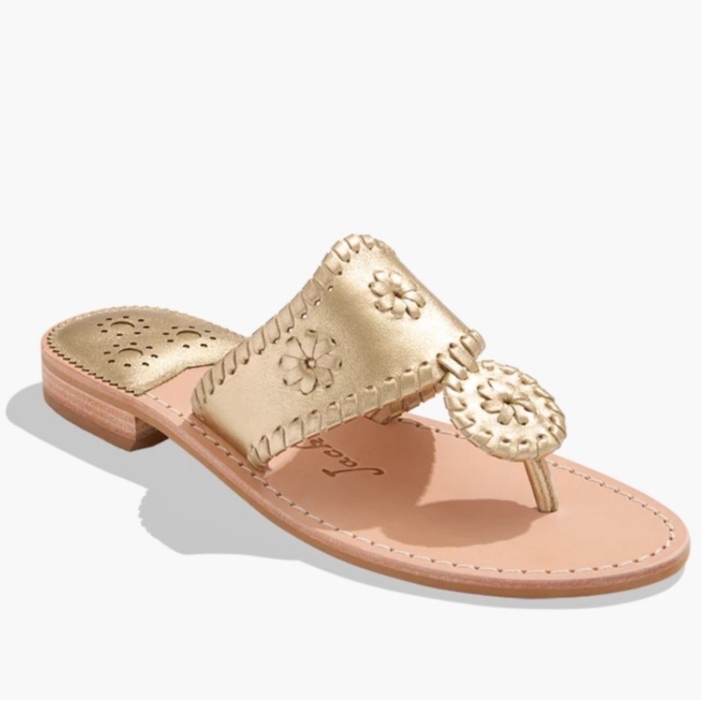 12 🔖 JACK ROGERS Women's Jacks Slip-On Flat Sandals Platinum